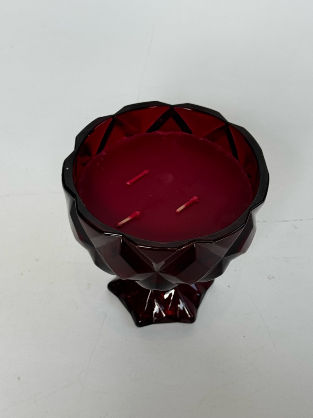 Threshold Faceted Coup Haunt Couture Large Glass Filled Red Wax 14.5oz Candle - Picture 9 of 9